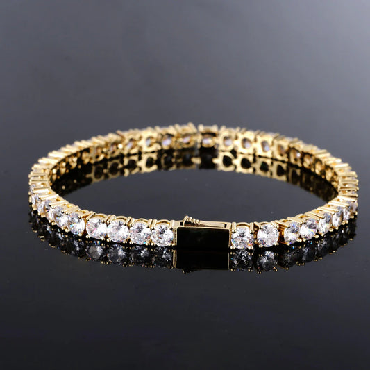 4mm Iced Yellow Gold-Plated CZ Cuban Link Bracelet