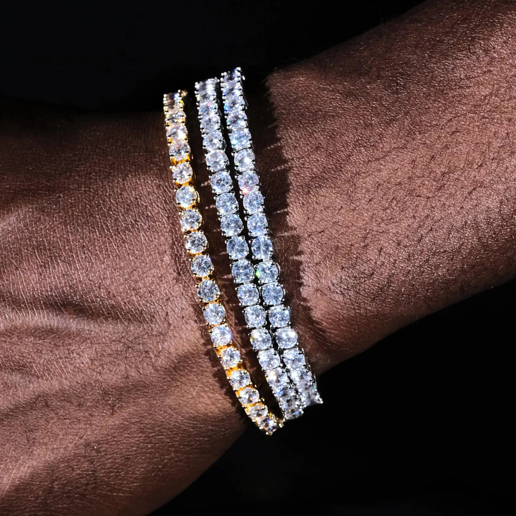 4mm Iced Yellow Gold-Plated CZ Cuban Link Bracelet